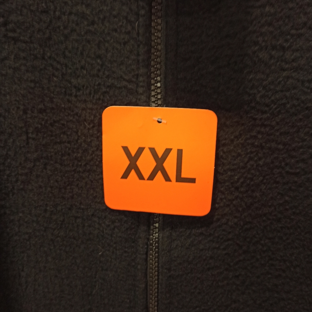 Orvis Men's Sz. XXL, Solid Black w/ Orange Accents Zip Up Fleece Jacket, NWT - Picture 4 of 15